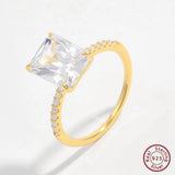 925 Silver Rectangle Zircon Ring for Women