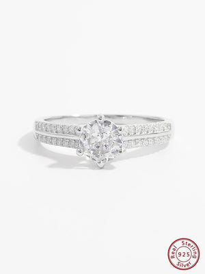 925 Silver Big Zircon Double Layer Rings Women Fine Wedding Engagement Jewel