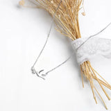 925 Silver Bird Zircon Pendant Necklace Women Wedding Jewelry