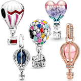 925 Silver Birthday Hot Air Balloon Charm Beads for Bracelets