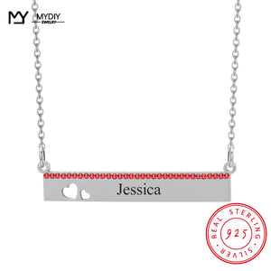 925 Silver Heart Personalized Necklace with Customized Birthday Stone