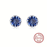 925 Silver Birthstone Gemstone Stud Earring Women Girl Men Fine Jewelry
