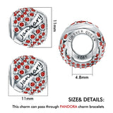 925 Silver Birthstone Round Bead for European Charms Bracelet