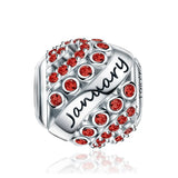 925 Silver Birthstone Round Bead for European Charms Bracelet
