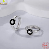 925 Silver Star Hoop Earrings Drip Glaze Women's Fine Jewelry
