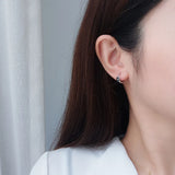 925 Silver Star Hoop Earrings Drip Glaze Women's Fine Jewelry