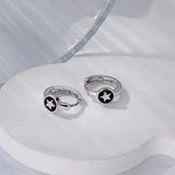 925 Silver Star Hoop Earrings Drip Glaze Women's Fine Jewelry