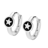 925 Silver Star Hoop Earrings Drip Glaze Women's Fine Jewelry