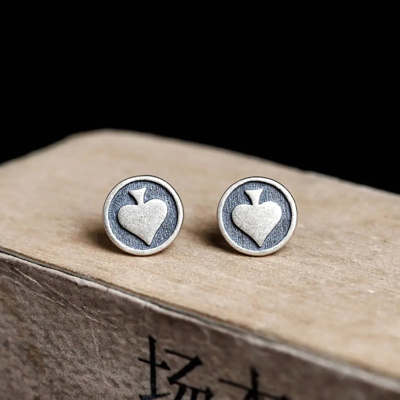 925 Silver Hearts Stud Earrings Women Punk Vintage Wedding Jewelry