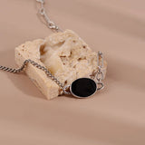 925 Silver Oval Chain Choker Necklace Women Fine Jewelry