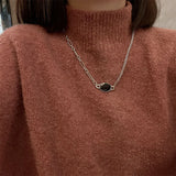 925 Silver Oval Chain Choker Necklace Women Fine Jewelry