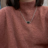 925 Silver Oval Chain Choker Necklace Women Fine Jewelry