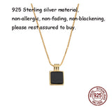 925 Silver Square Necklace Women Pendants High-end Jewelry Wedding Party Gift