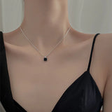 925 Silver Square Necklace Women Pendants High-end Jewelry Wedding Party Gift