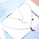 925 Silver Star Moon Necklace For Women