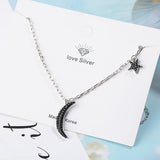 925 Silver Star Moon Necklace For Women