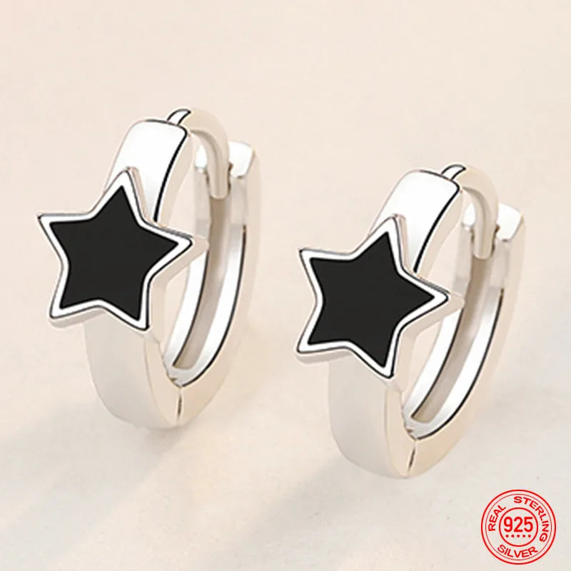 925 Silver Stars Hoop Earring For Women Wedding Gift