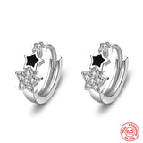 925 Silver Stars Zircon Hoop Earrings Women Wedding Jewelry