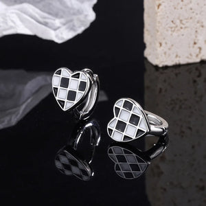 925 Silver Heart Stud Earrings Women Wedding Party Jewelry