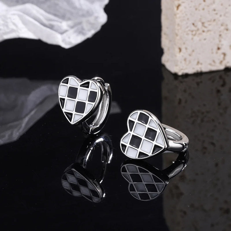 925 Silver Heart Stud Earrings Women Wedding Party Jewelry