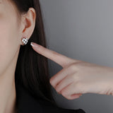 925 Silver Heart Stud Earrings Women Wedding Party Jewelry
