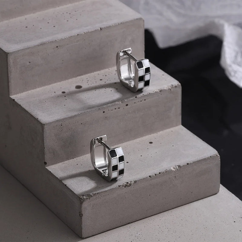 925 Silver Lattice Earrings Women Wedding Jewelry