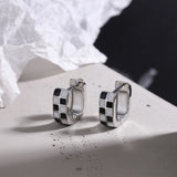 925 Silver Lattice Earrings Women Wedding Jewelry