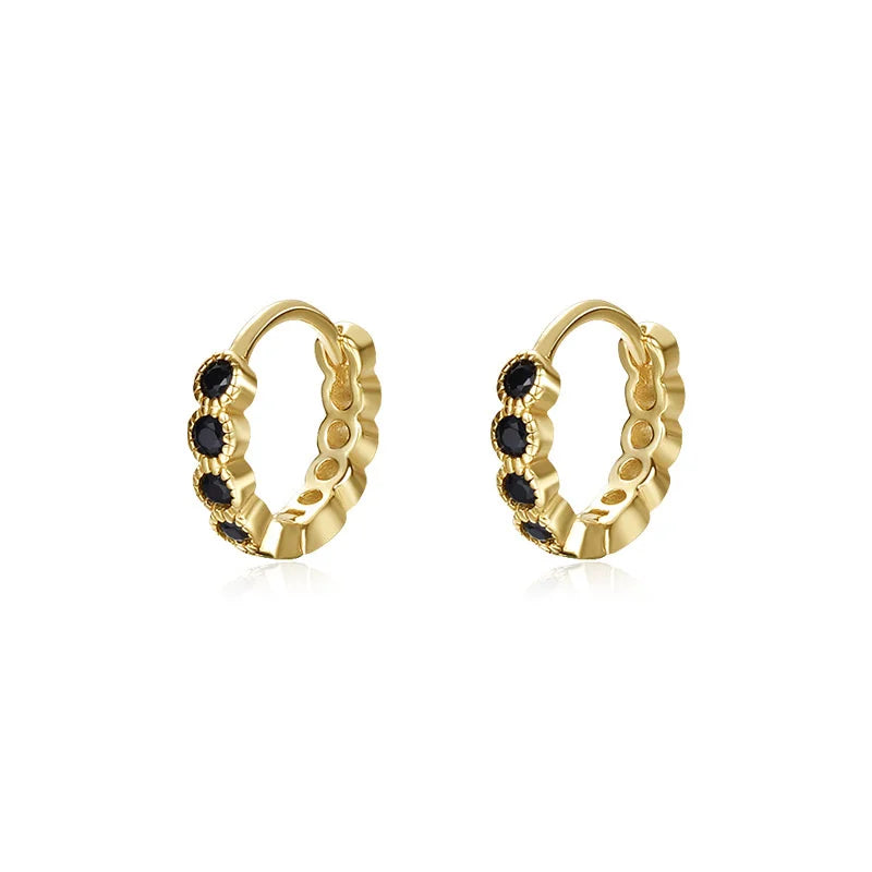 Sterling Silver Zircon Hoop Earrings for Women