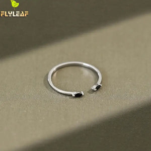 925 Silver Zircon Open Rings For Women Student Girls Gift Fine Jewelry
