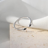 925 Silver Zircon Open Rings For Women Student Girls Gift Fine Jewelry