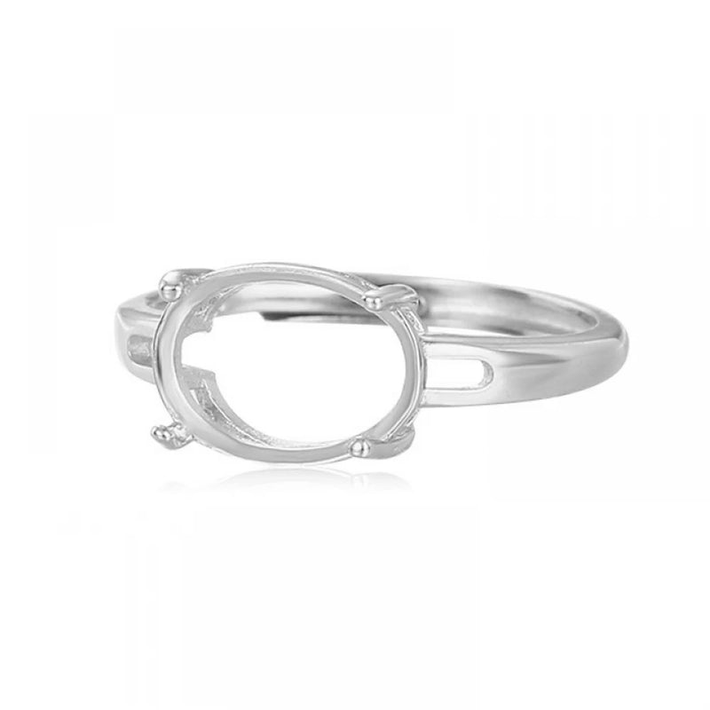 925 Silver Ring Base for Oval Gemstones DIY Jewelry
