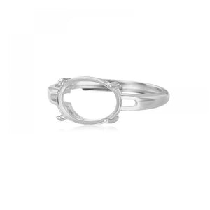 925 Silver Ring Base for Oval Gemstones DIY Jewelry