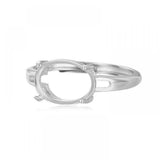 925 Silver Ring Base for Oval Gemstones DIY Jewelry