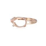925 Silver Ring Base for Oval Gemstones DIY Jewelry