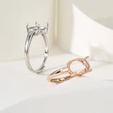 925 Silver Ring Base for Oval Gemstones DIY Jewelry