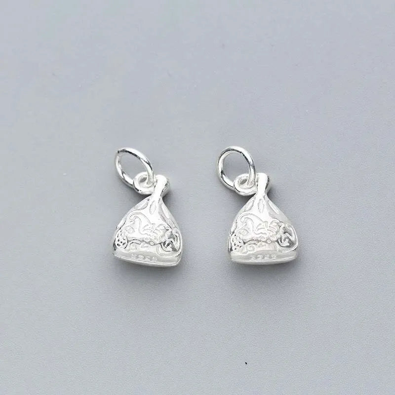 925 Silver Money Bag Charms For Bracelets Making 13x9mm