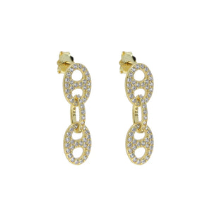 925 Sterling Silver CZ Pig Nose Coffee Earrings