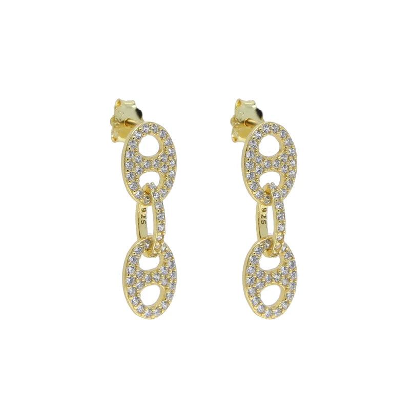 925 Sterling Silver CZ Pig Nose Coffee Earrings