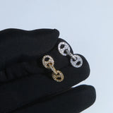 925 Sterling Silver CZ Pig Nose Coffee Earrings