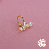 925 Silver Zircon Clip On Earrings No Pierced Cartilage Earcuff Charming Gift