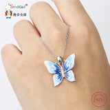 925 Silver Butterfly Pendant Necklace Animal Jewelry