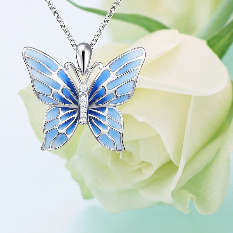 925 Silver Butterfly Pendant Necklace Animal Jewelry