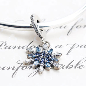 925 Silver Crystal & CZ Snowflake Pendant Charm Jewelry for Bracelets Necklace