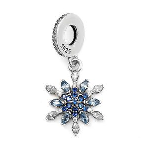 925 Silver Crystal & CZ Snowflake Pendant Charm Jewelry for Bracelets Necklace