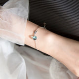 925 Silver Mermaid Charm Bracelet Crystal Women Wedding Party Gift