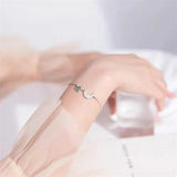 925 Silver Crystal Star Moon Bracelet for Women Girls