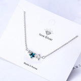 925 Silver Star Pendant Necklace Crystal Zirconia Clavicle Chain