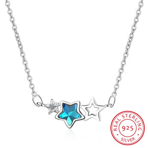 925 Silver Crystal Zirconia Star Necklace For Women