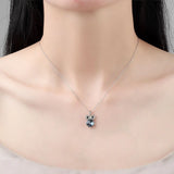 925 Silver Owl Stone Choker Necklace Wide Jewelry Gift
