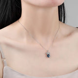 925 Silver Owl Stone Choker Necklace Wide Jewelry Gift